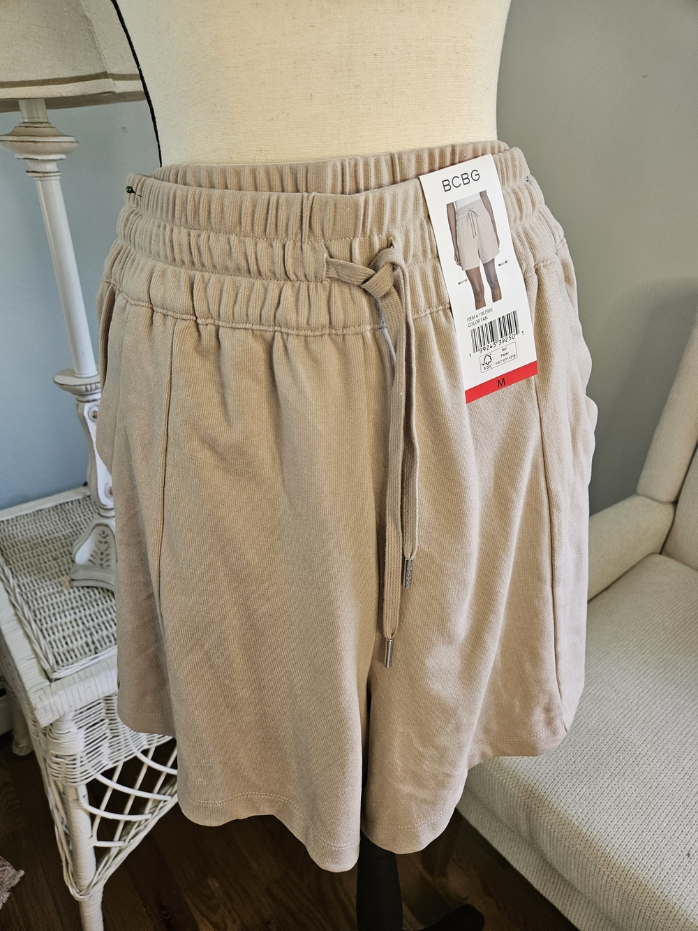 BCBG Beige Drawstring Skort with Pockets